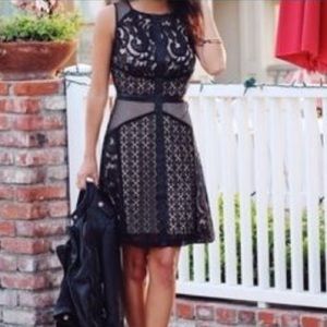 Mossimo Black Lace Dress with faux leather trim